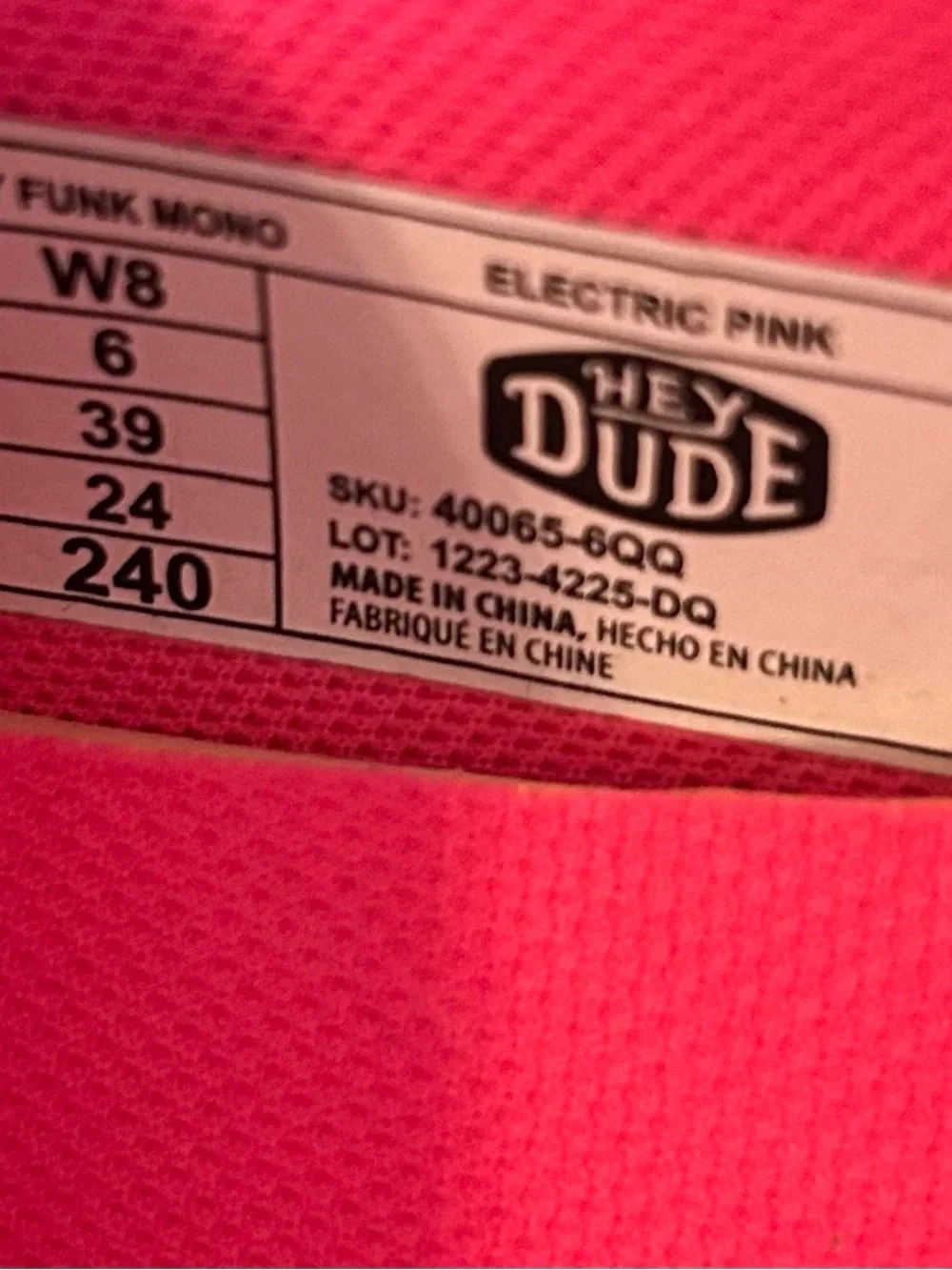 Hey Dude Wendy Funk Mono Electric Pink Slip On Deck Shoes Womens Size 8 New
